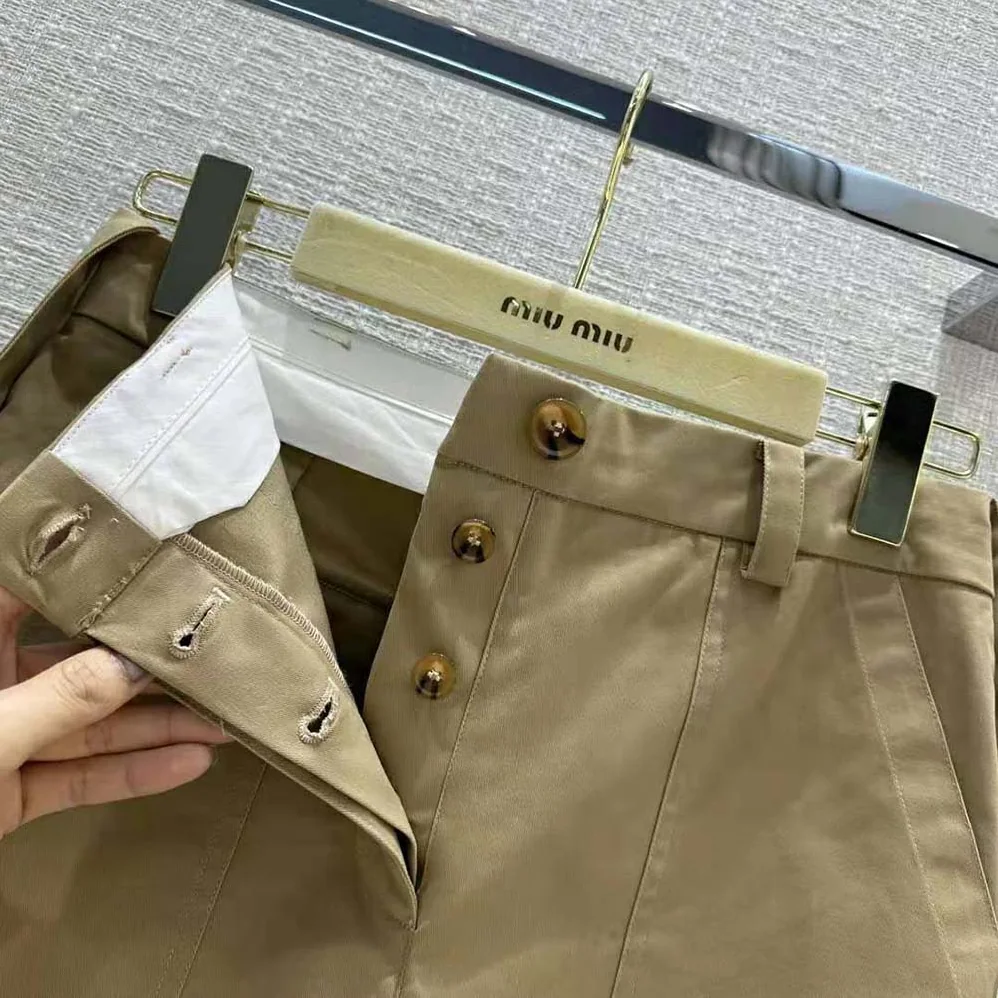 Miu Miu Chino Bermudas with Embroidered Logo on the Back for Women