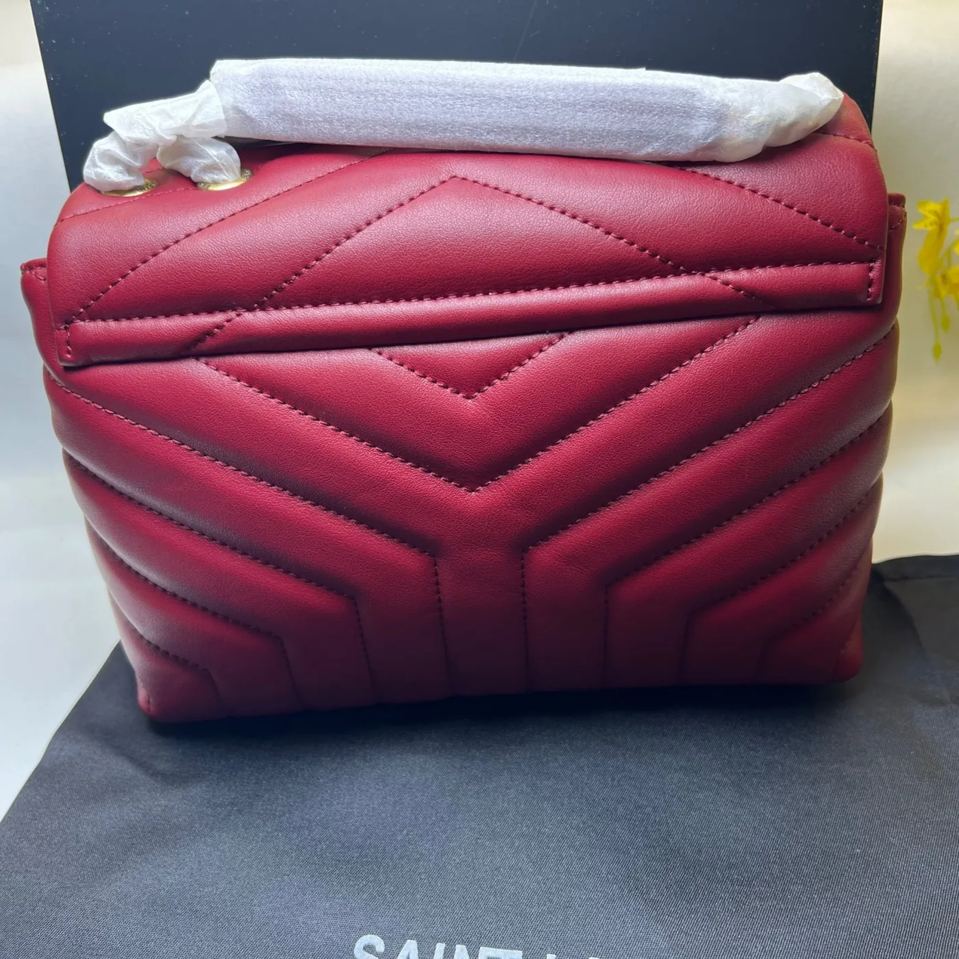 Saint Laurent Loulou Small Chain Bag In Matelassé Y Burgundy in YSL Saint Laurent Loulou Small Chain Bag In Matelassé Y Burgundy in YSL