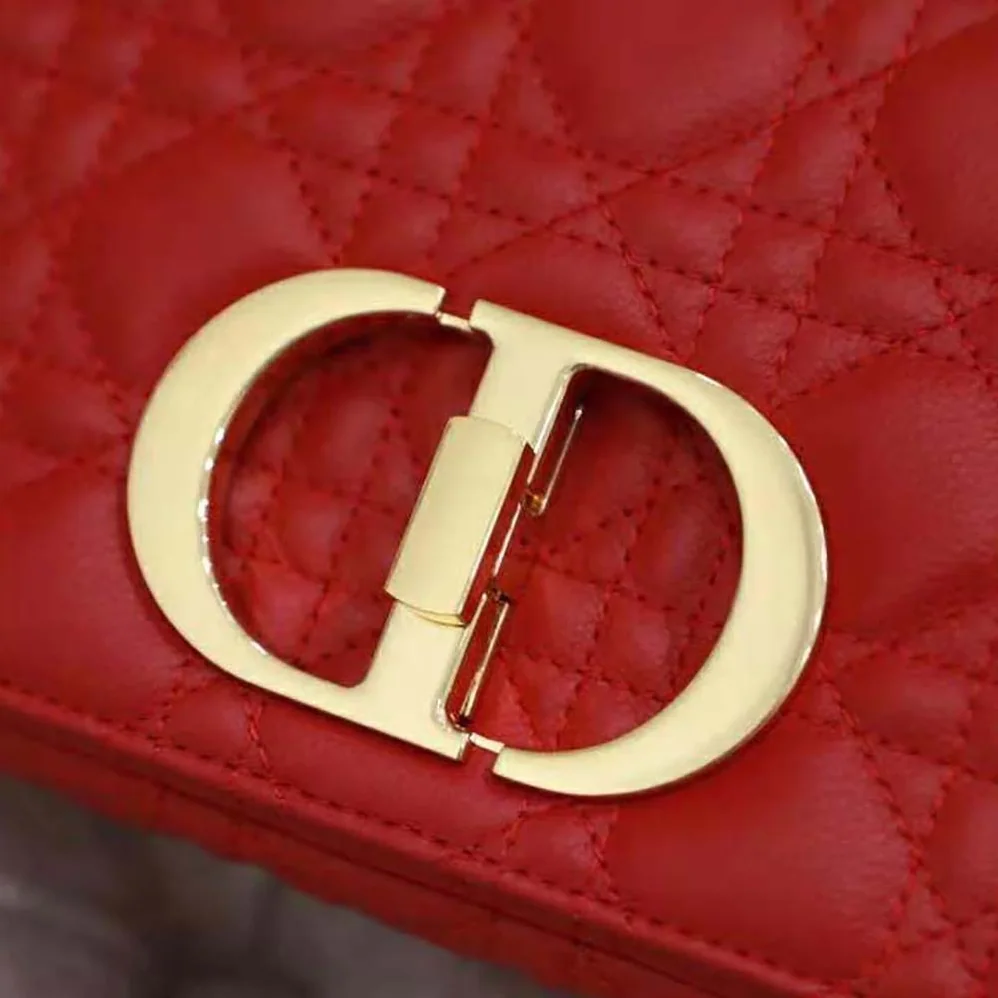 Dior Small Dior Caro Bag Supple Cannage Calfskin for Women in Red Dior Small Dior Caro Bag Supple Cannage Calfskin for Women in Red
