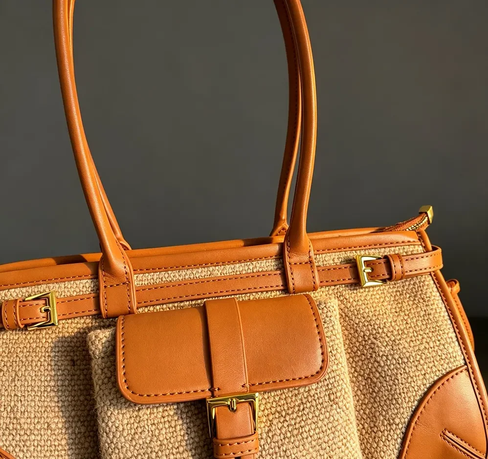 Prada Bonnie Medium Linen and Leather Handbag for Women Prada Bonnie Medium Linen and Leather Handbag for Women