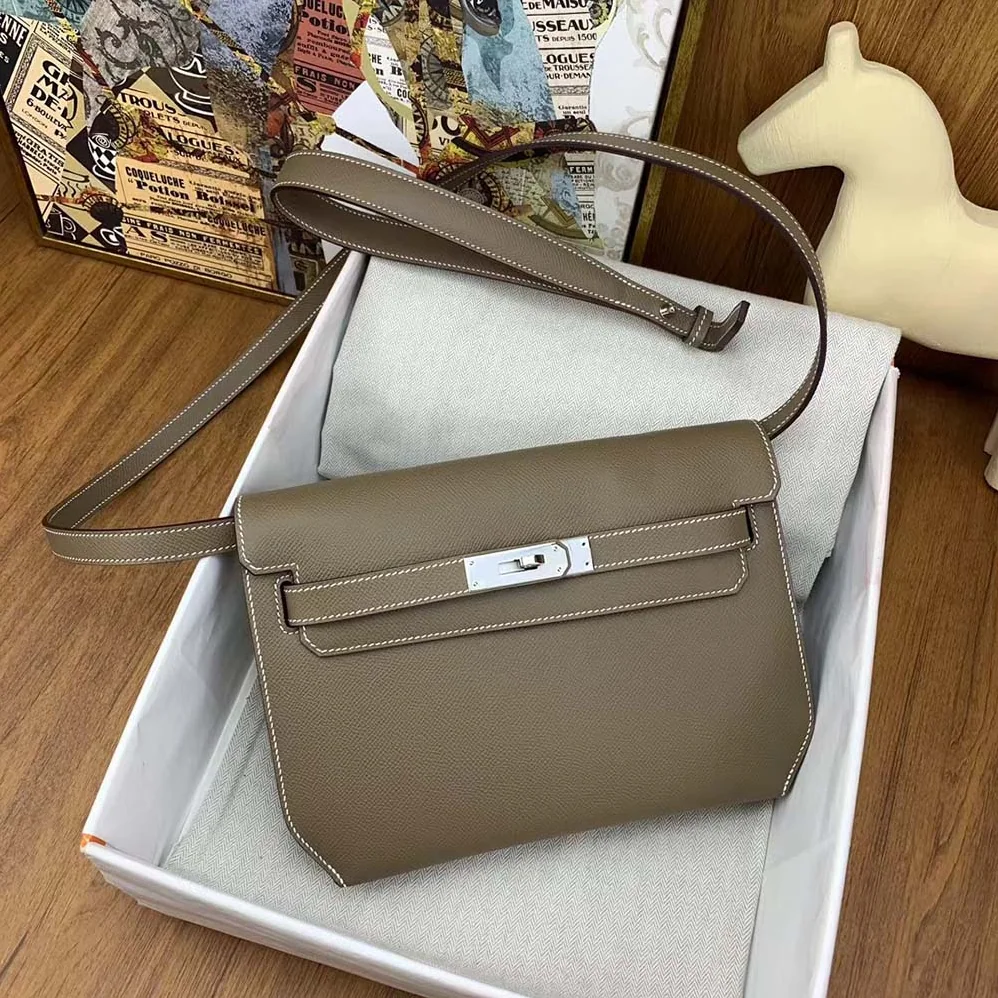 Hermes Kelly Depeches 25 Pouch for Men in Gray