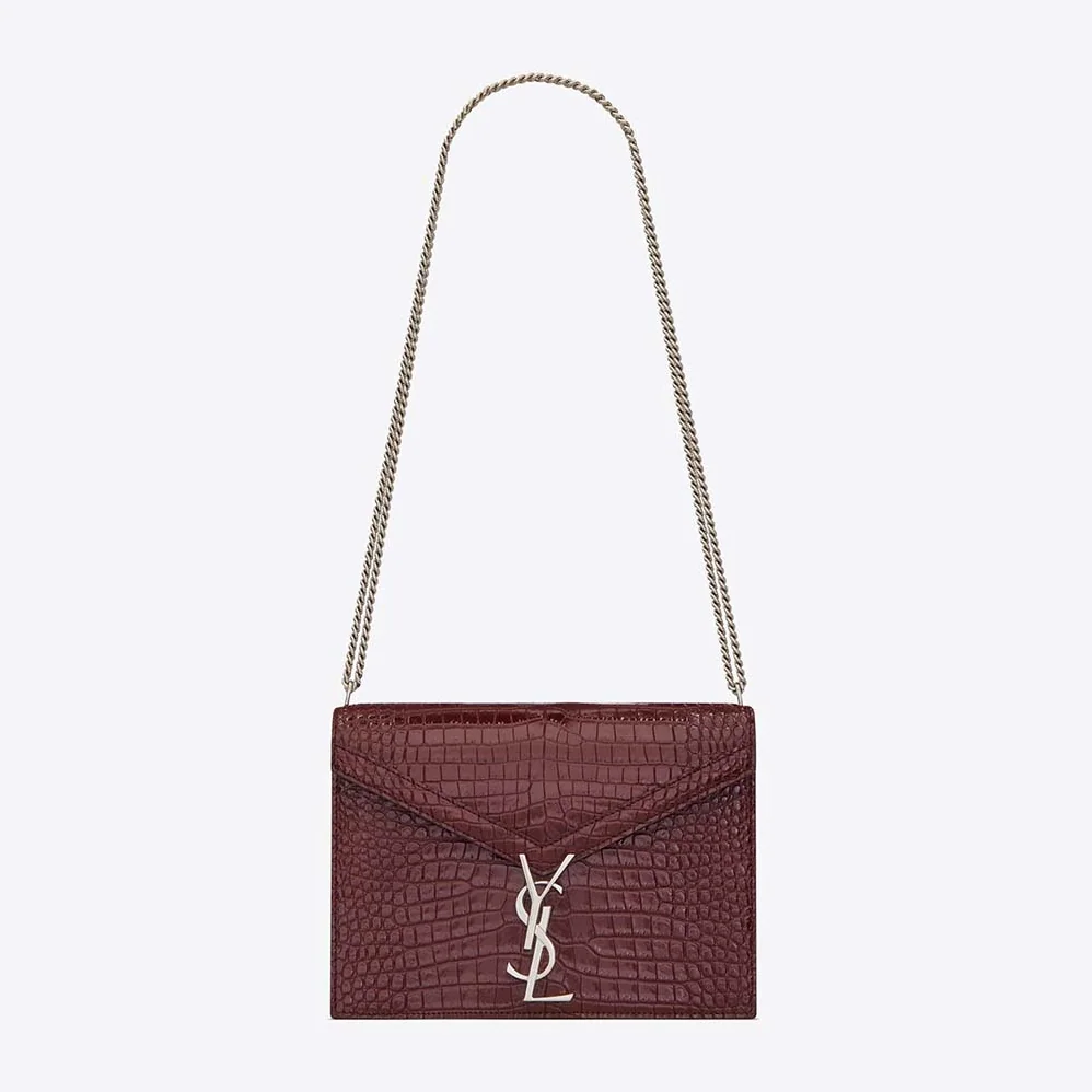 Saint Laurent YSL Cassandra Monogram Clasp Bag in Crocodile Embossed Shiny Leather for Women Saint Laurent YSL Cassandra Monogram Clasp Bag in Crocodile Embossed Shiny Leather for Women