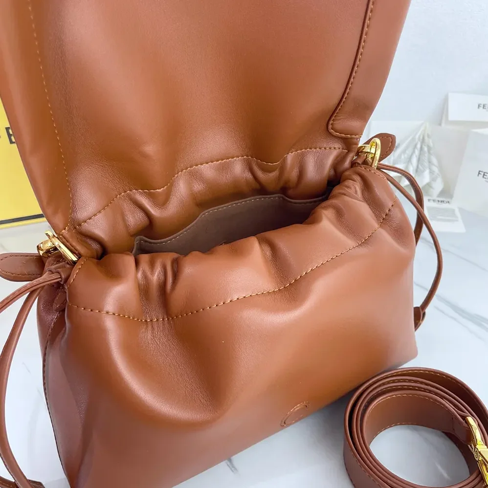 Fendi Mamma Baguette Medium Sienna Brown Nappa Leather Bag for Women