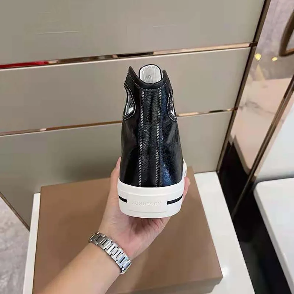 Burberry Porthole Detail Leather High-top Sneakers for Men in Black