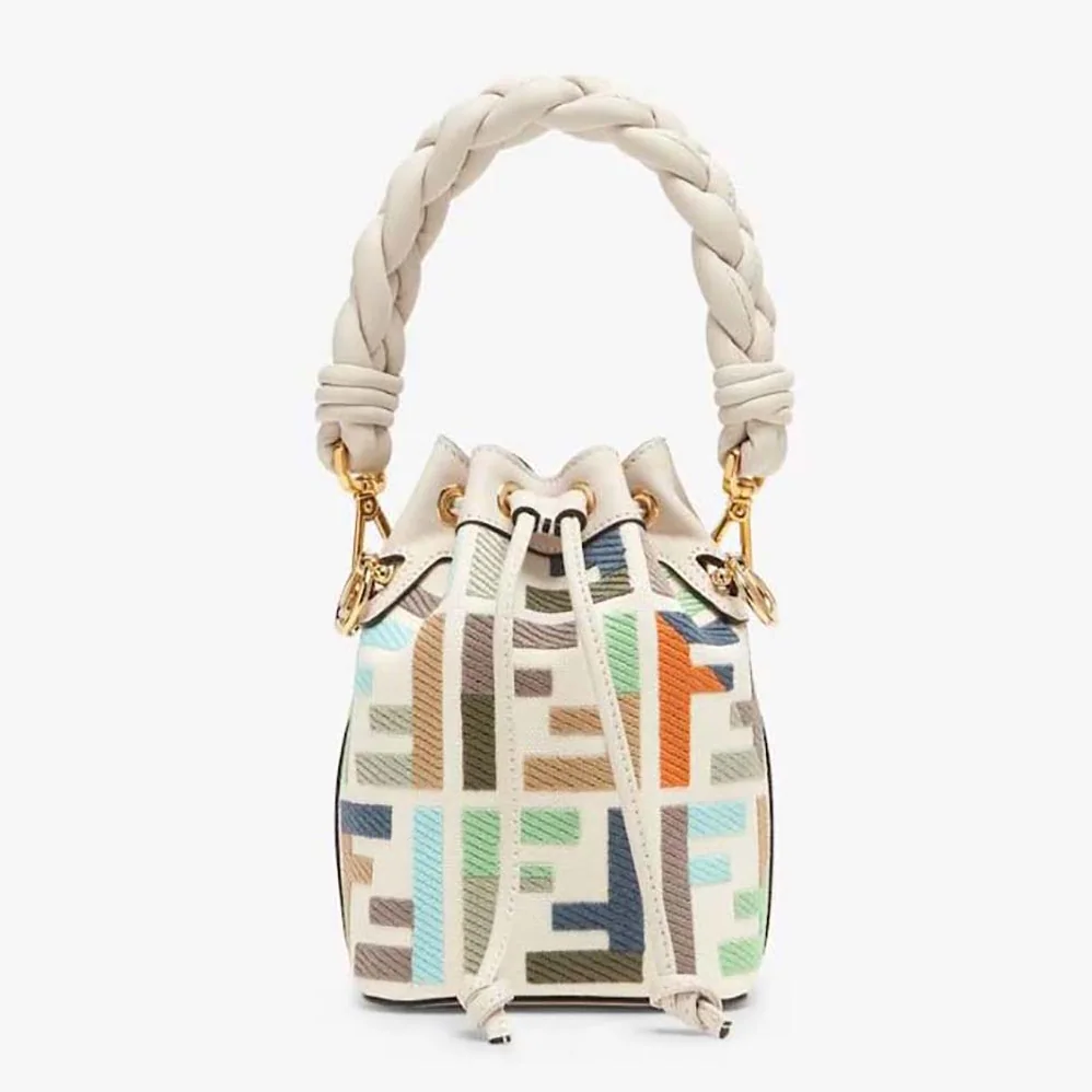 Fendi Mon Tresor Multicolor Canvas Mini for Women in bag with FF Embroidery