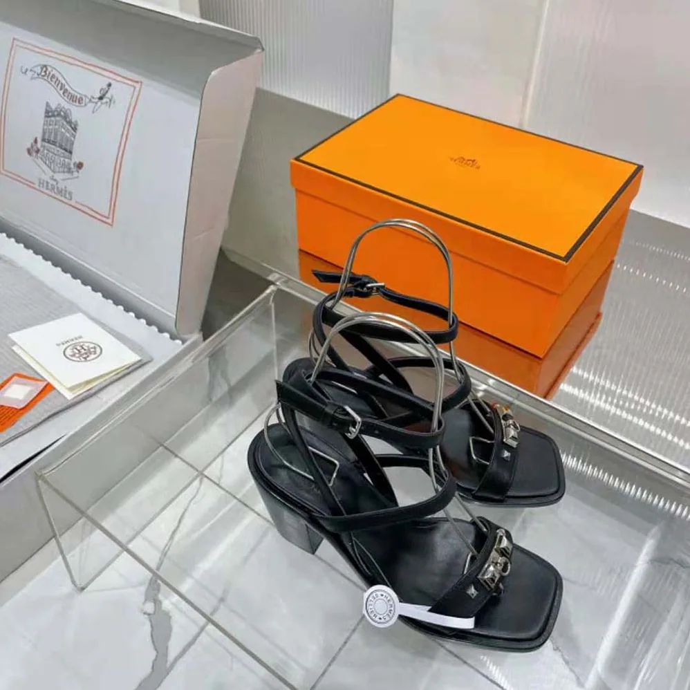 Hermes Ivresse 65 Sandal in Calfskin-Black H241152Z for Women Hermes Ivresse 65 Sandal in Calfskin-Black H241152Z for Women