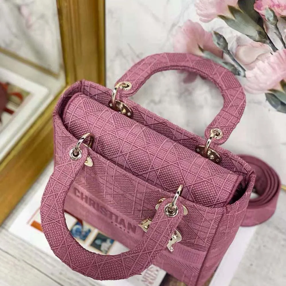 Dior Medium Lady D-lite Bag Mallow Rose Cannage Embroidery for Women Dior Medium Lady D-lite Bag Mallow Rose Cannage Embroidery for Women