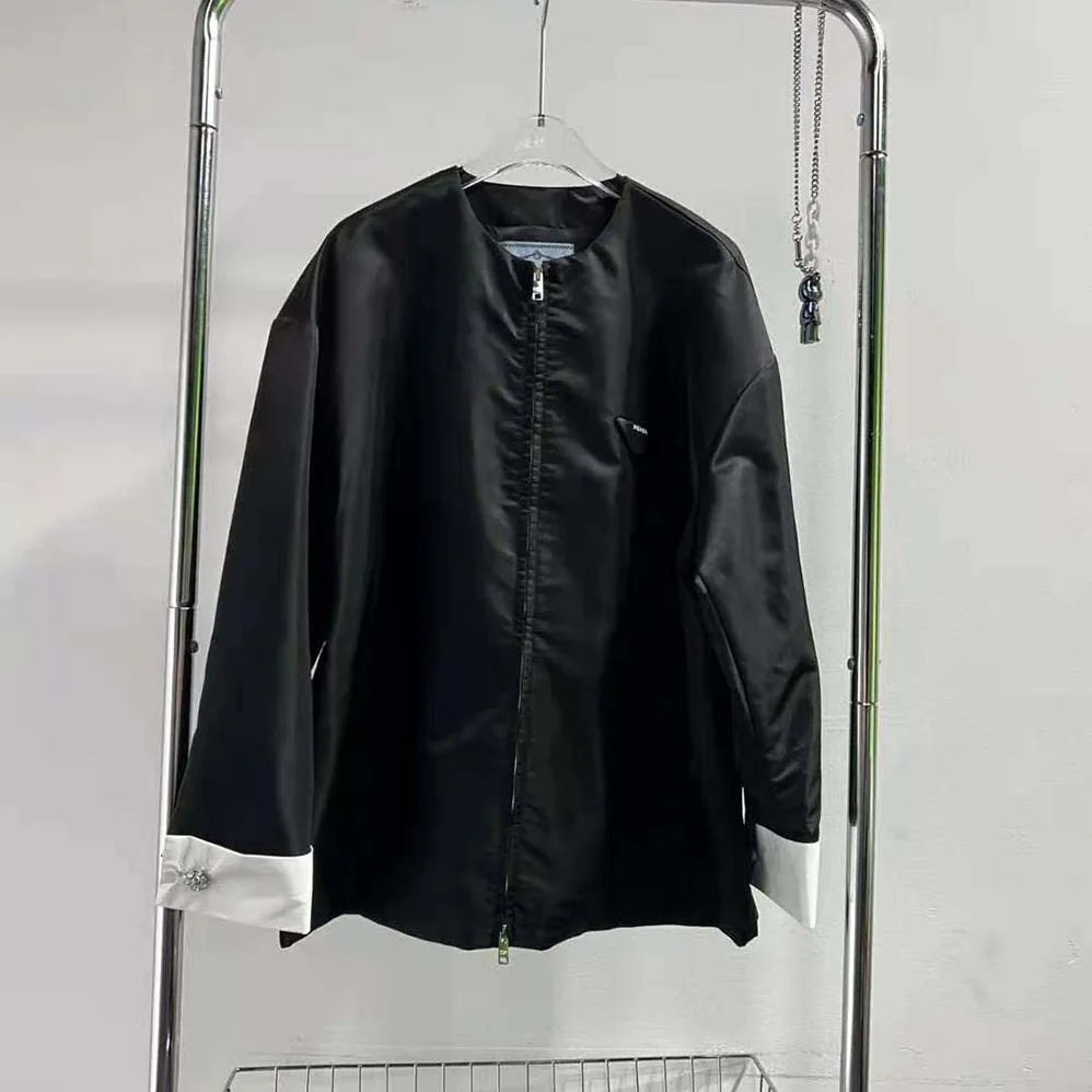 Prada Re-Nylon Blouson Jacket with Detachable Cuffs for Women