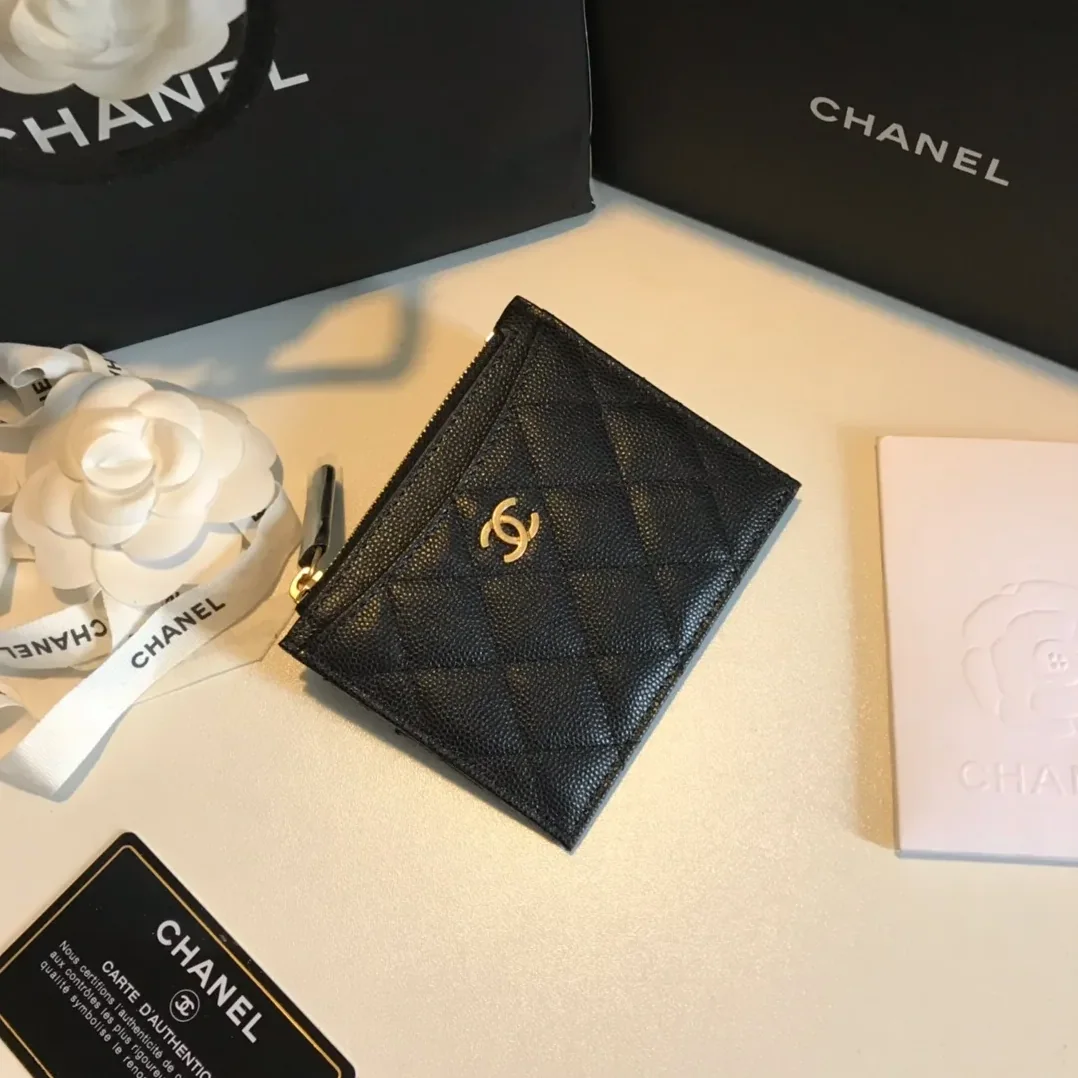 Chanel Flat Card Holder Black Bag /