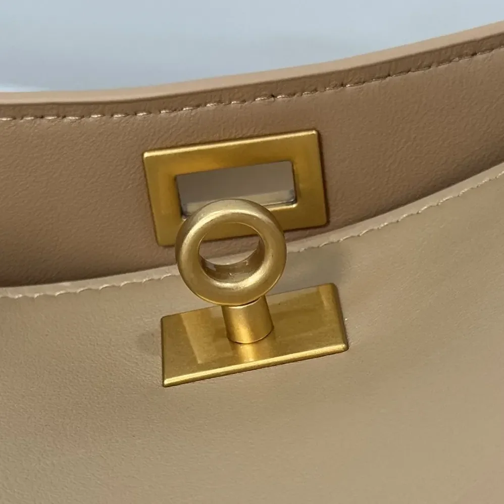 Balenciaga Rodeo Handbag Mini In latte Smooth Calfskin Aged for Women in gold Hardware