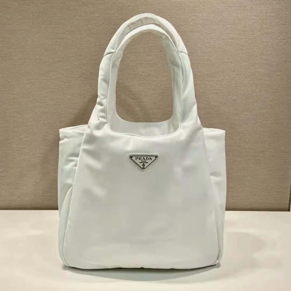 Prada Large Padded Re-Nylon Tote Bag for Women in White Prada Large Padded Re-Nylon Tote Bag for Women in White