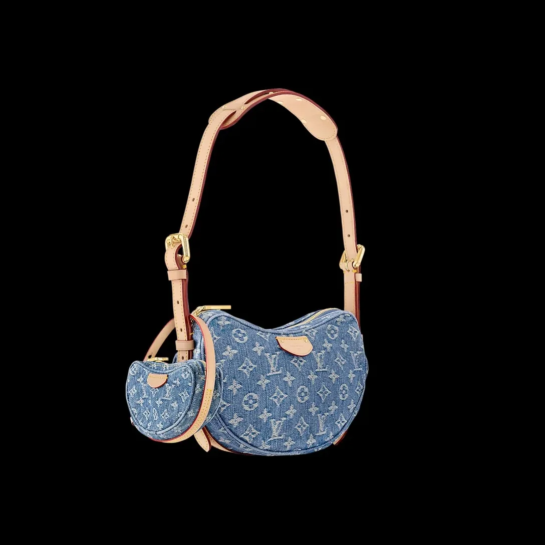 Louis Vuitton Croissant MM Blue Denim - 9.8 Inches /