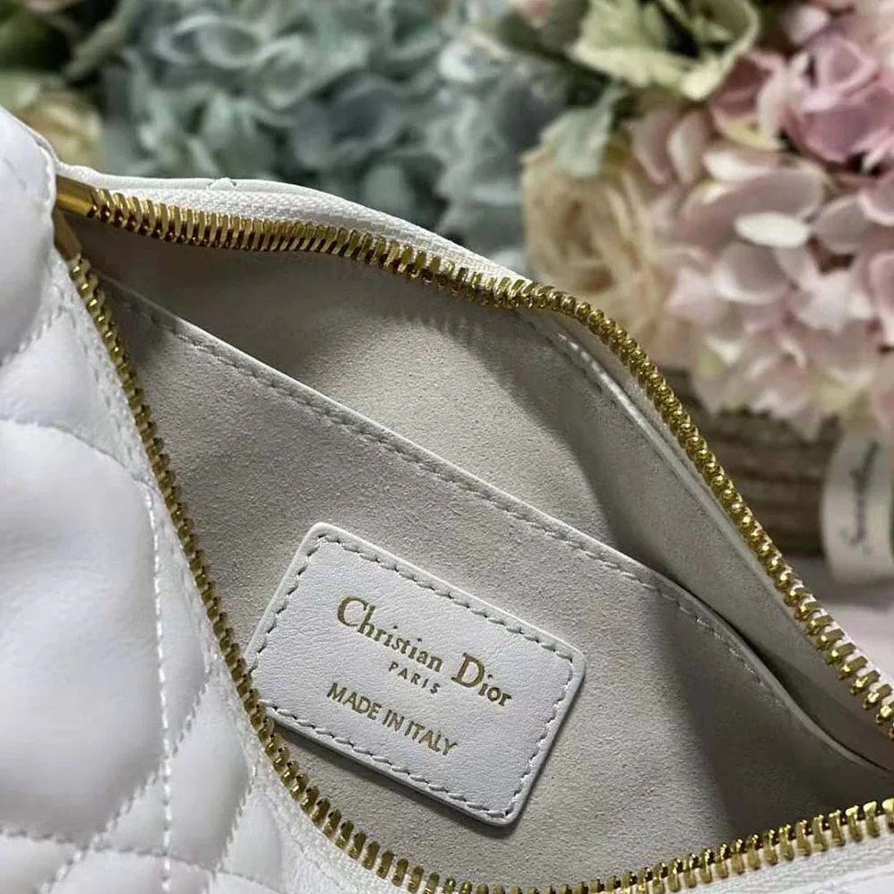 Dior Small Dior Vibe Hobo Bag White Cannage Lambskin for Women