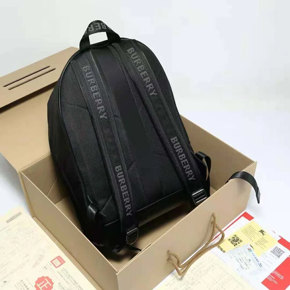Burberry Logo Print ECONYL Backpack for Men in Black Burberry Logo Print ECONYL Backpack for Men in Black