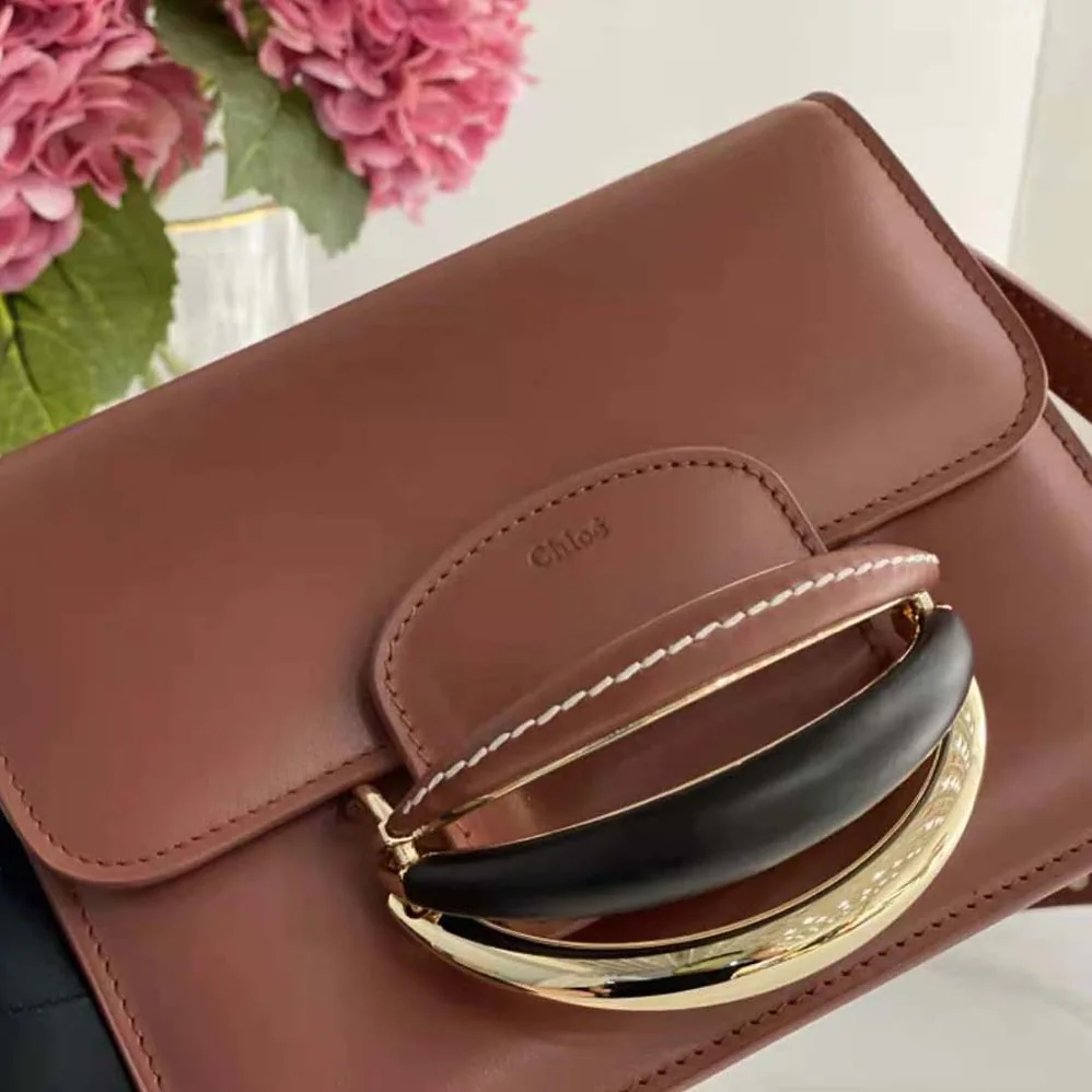 Chloe Kattie Cross-Body Bag in Shiny Calfskin for Women in Brown Chloe Kattie Cross-Body Bag in Shiny Calfskin for Women in Brown
