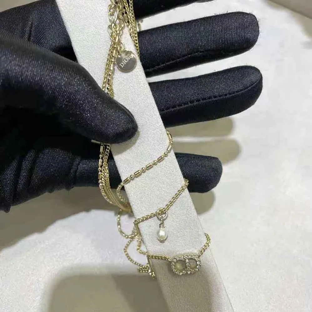Dior Clair D Lune Necklace Gold-Finish Metal and White Crystals for Women Dior Clair D Lune Necklace Gold-Finish Metal and White Crystals for Women