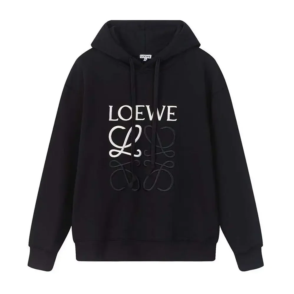 Loewe Anagram Regular Fit Hoodie in Cotton for Men in Black Loewe Anagram Regular Fit Hoodie in Cotton for Men in Black