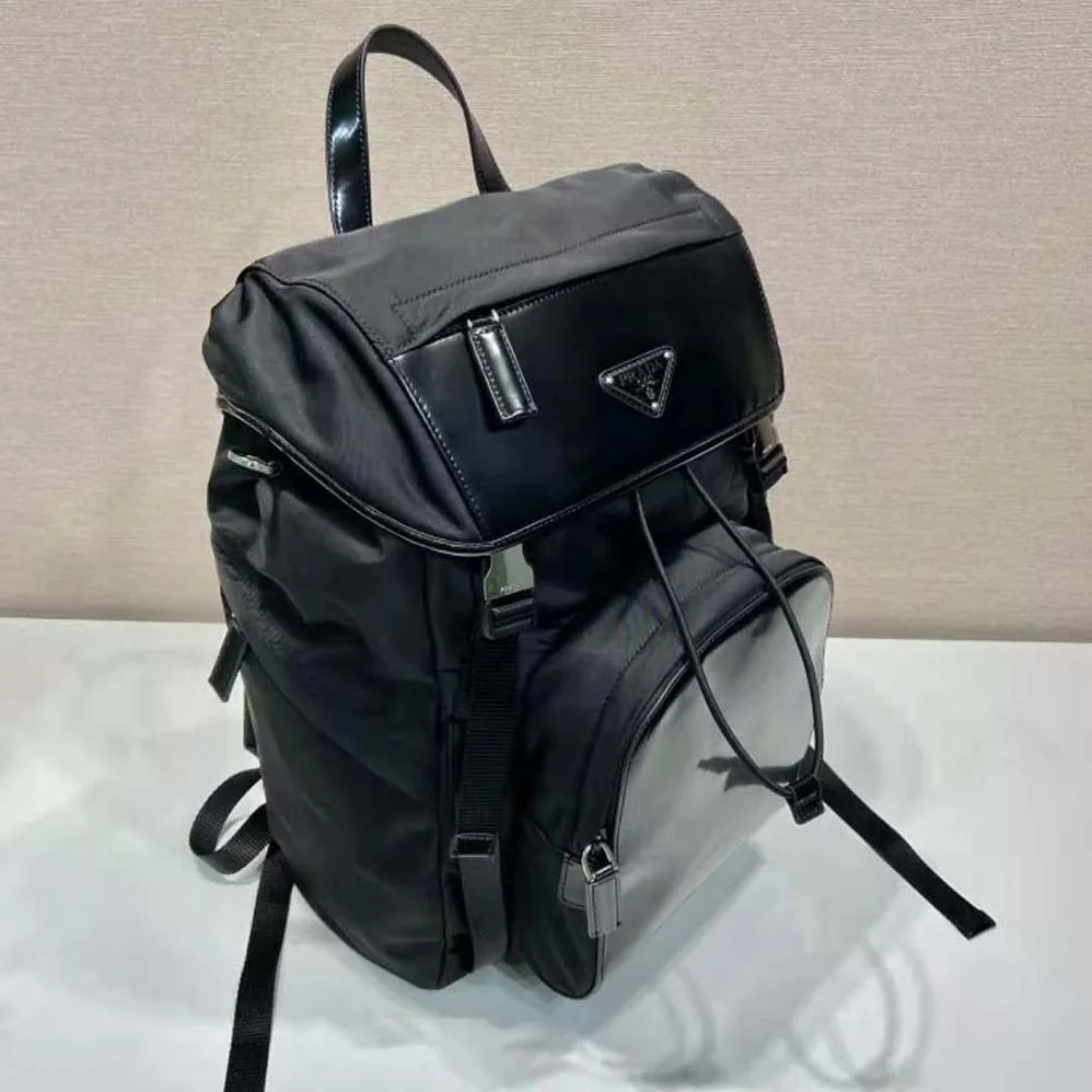 Prada Re-Nylon and Brushed Leather Backpack for Unisex in Black Prada Re-Nylon and Brushed Leather Backpack for Unisex in Black