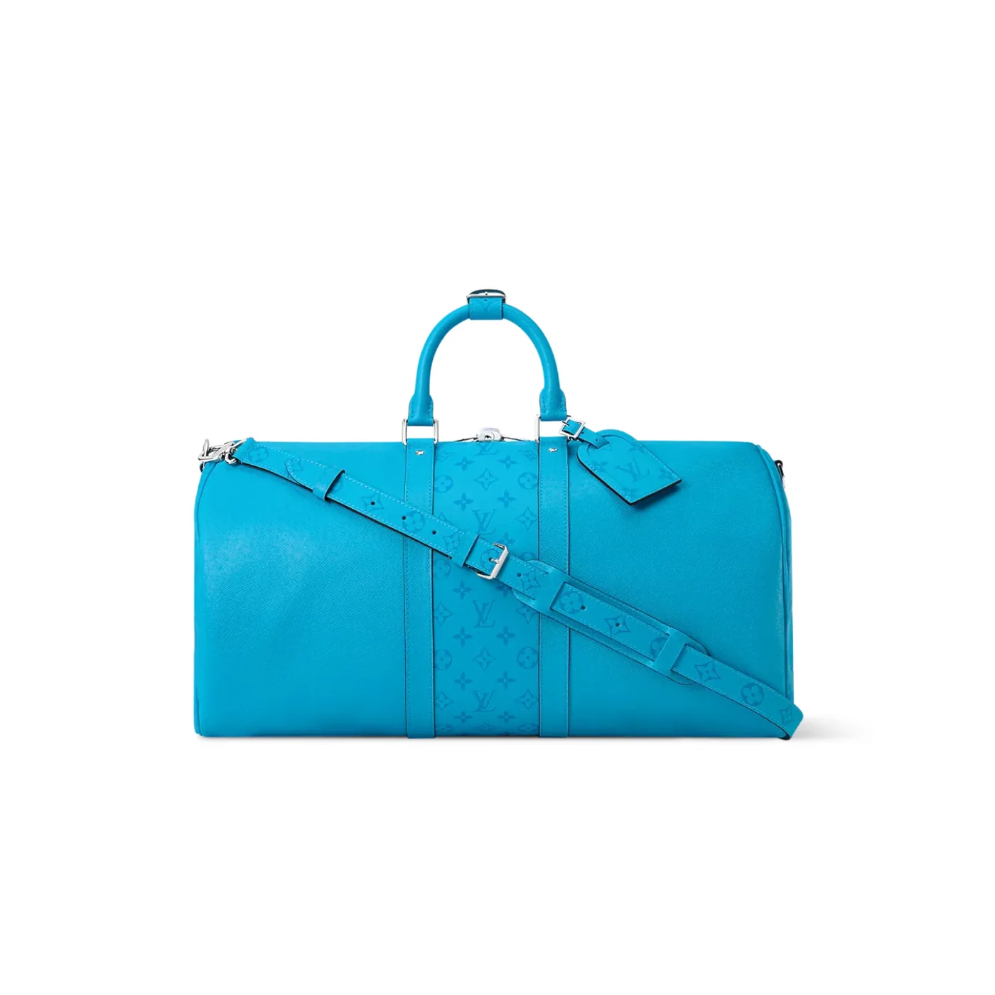 Louis Vuitton Keepall Bandouliere 50 Travel Bag in Tropical Blue Silver Hardware