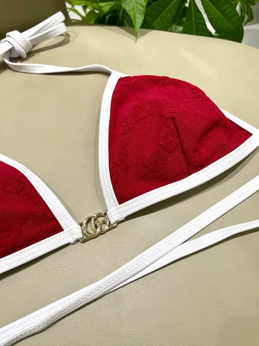 Gucci GG Jacquard Triangle Bikini Red Gucci GG Jacquard Triangle Bikini Red