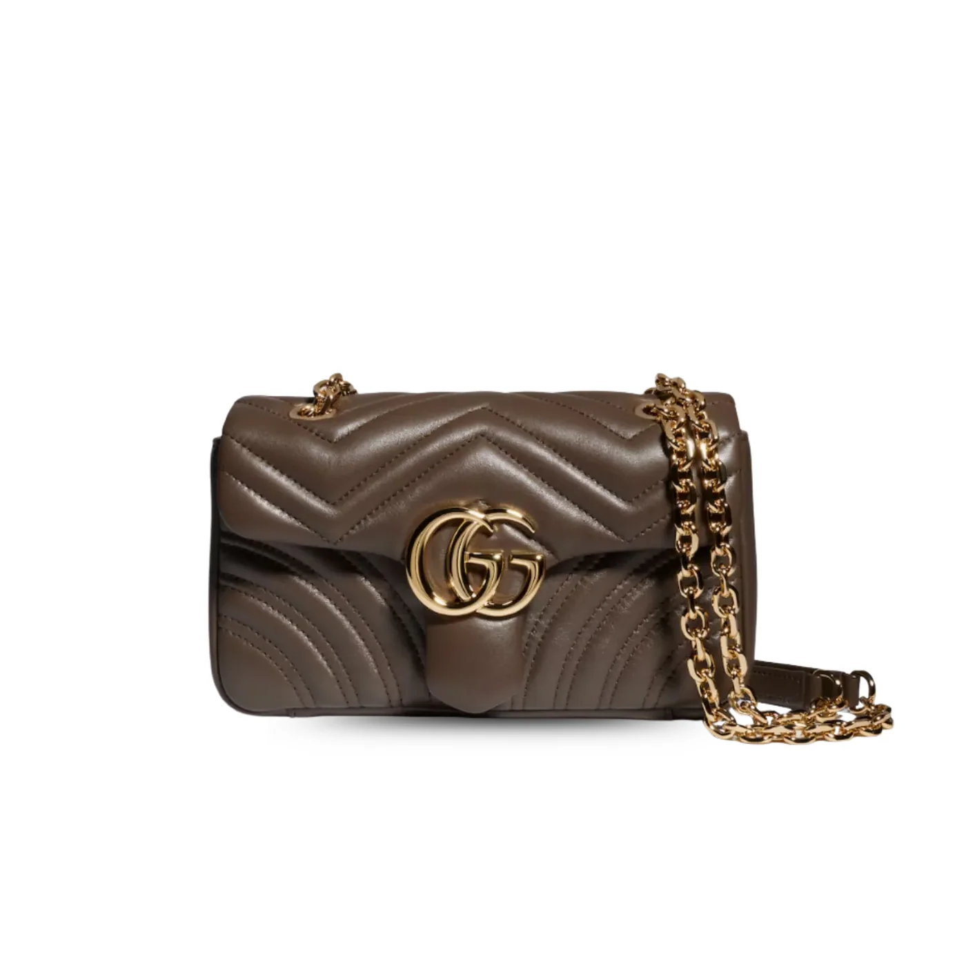 Gucci Marmont Small Shoulder Bag in Dark Taupe Gold Hardware