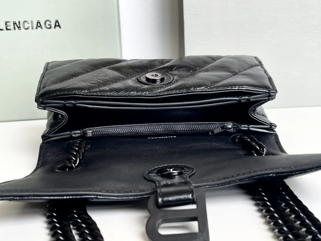 Balenciaga Crush Small Chain Bag Quilted In Black / Balenciaga Crush Small Chain Bag Quilted In Black /