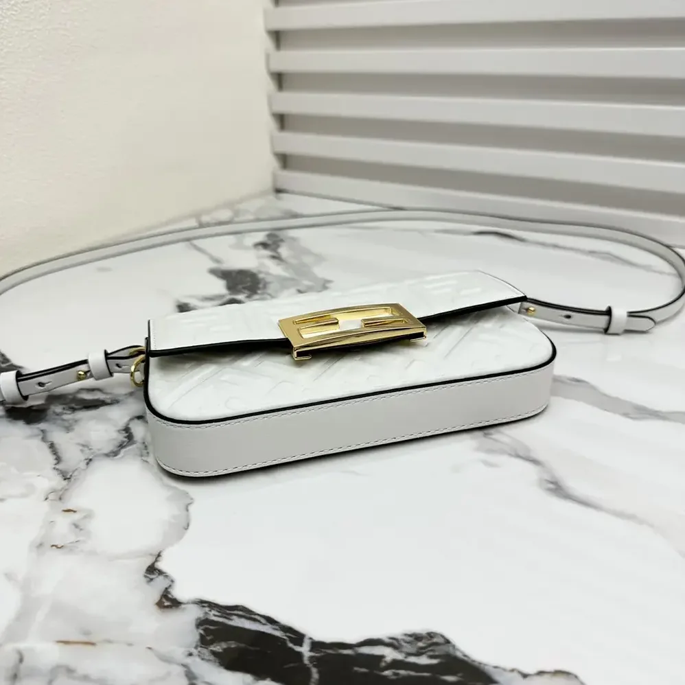 Fendi Baguette Phone Pouch White Nappa Leather Pouch for Women