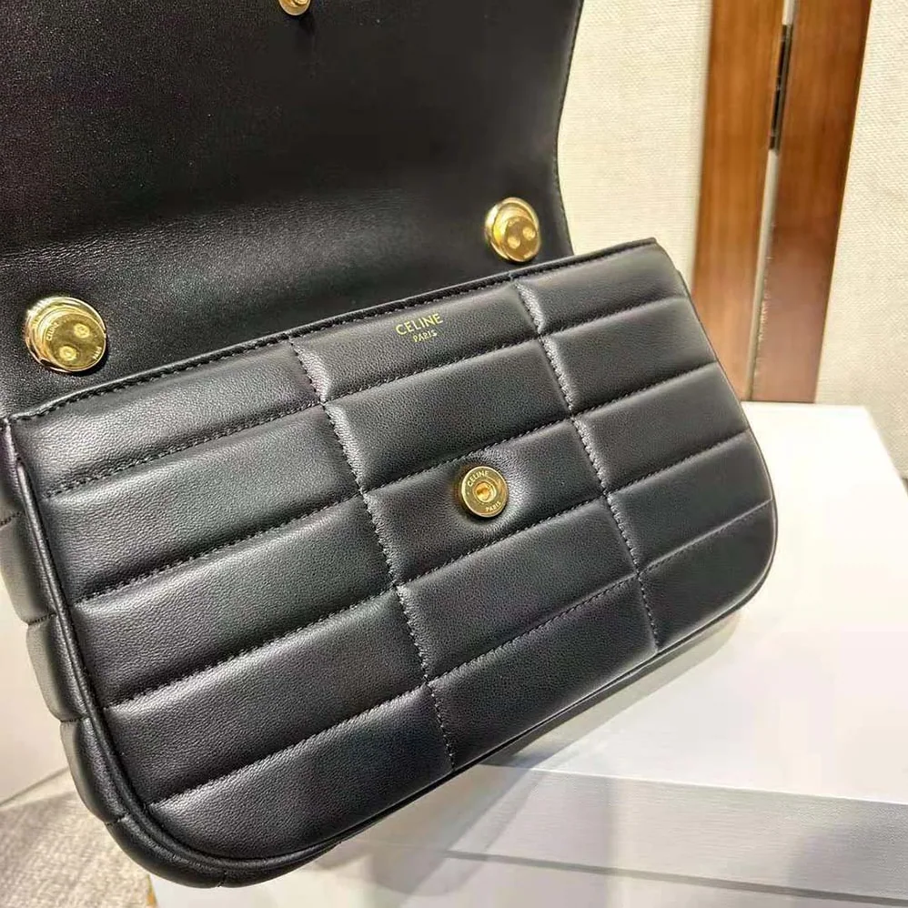 Celine Chain Shoulder Bag Matelasse Monochrome Celine in Quilted Goatskin for Women in Gold