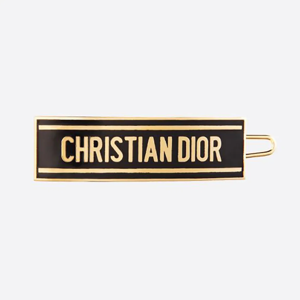 Dior Dior-ID Barrette Gold-Finish Metal and Black Lacquer for Women Dior Dior-ID Barrette Gold-Finish Metal and Black Lacquer for Women