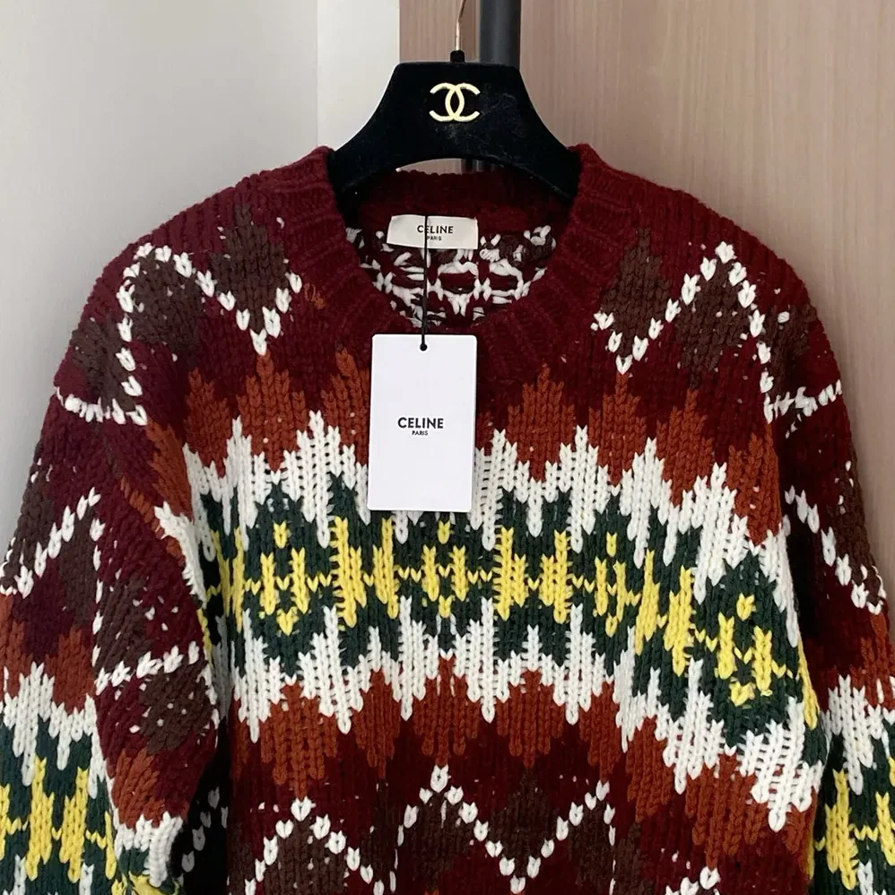 Celine Crewneck Sweater In Fair Isle Wool for Women