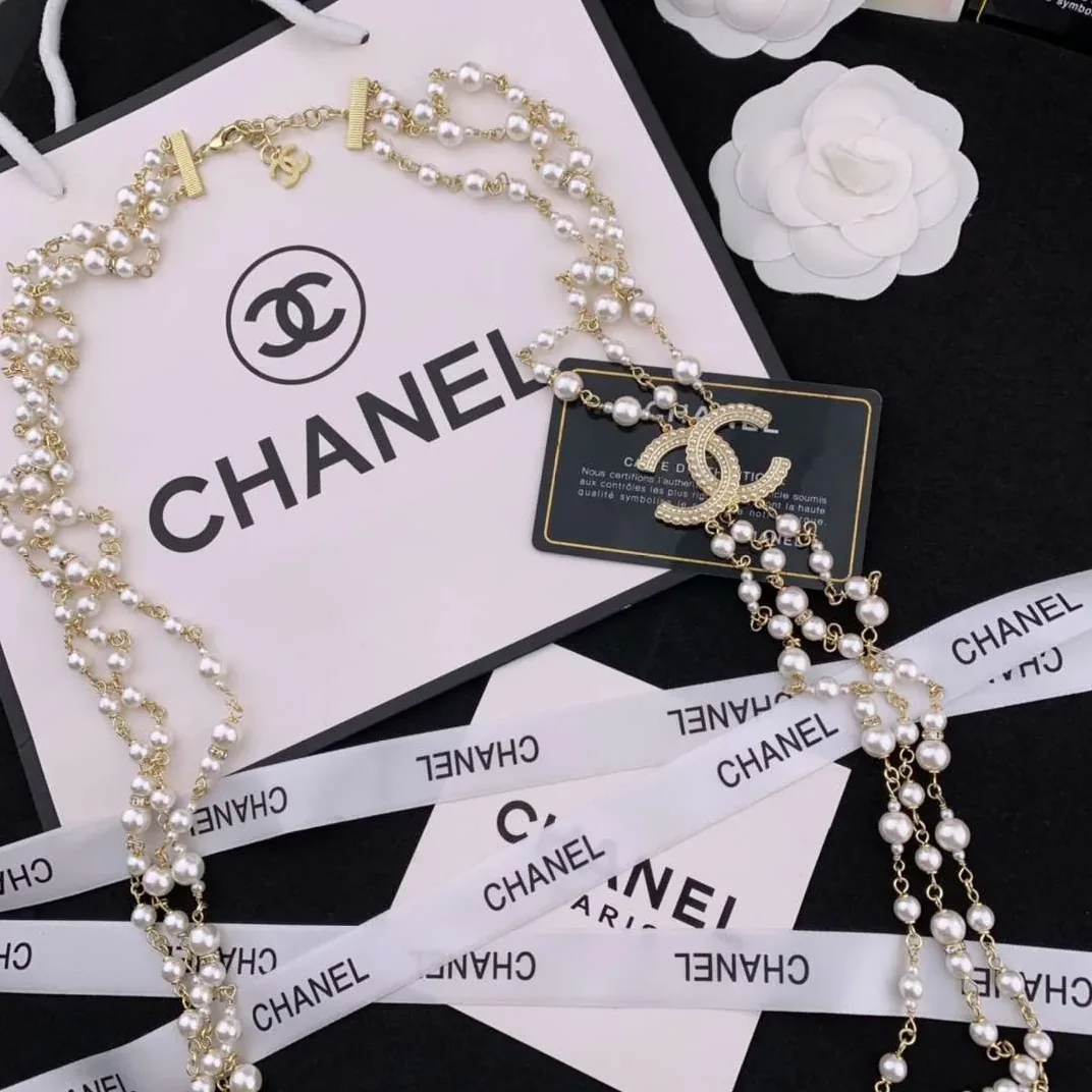 Chanel Three in Layer Pearl Necklace Gold Chanel Three in Layer Pearl Necklace Gold