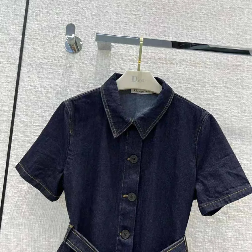 Dior Denim Couture Short for Women in Sleeved Belted Jacket