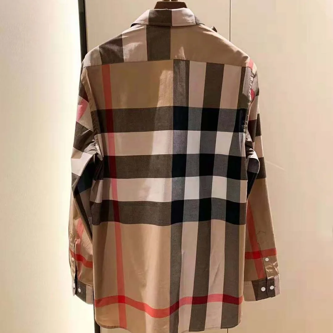 Burberry Check Stretch Cotton Shirt for Men in Brown