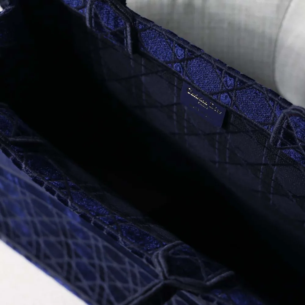Dior Book Tote Blue Cannage Embroidered Velvet Dior Book Tote Blue Cannage Embroidered Velvet