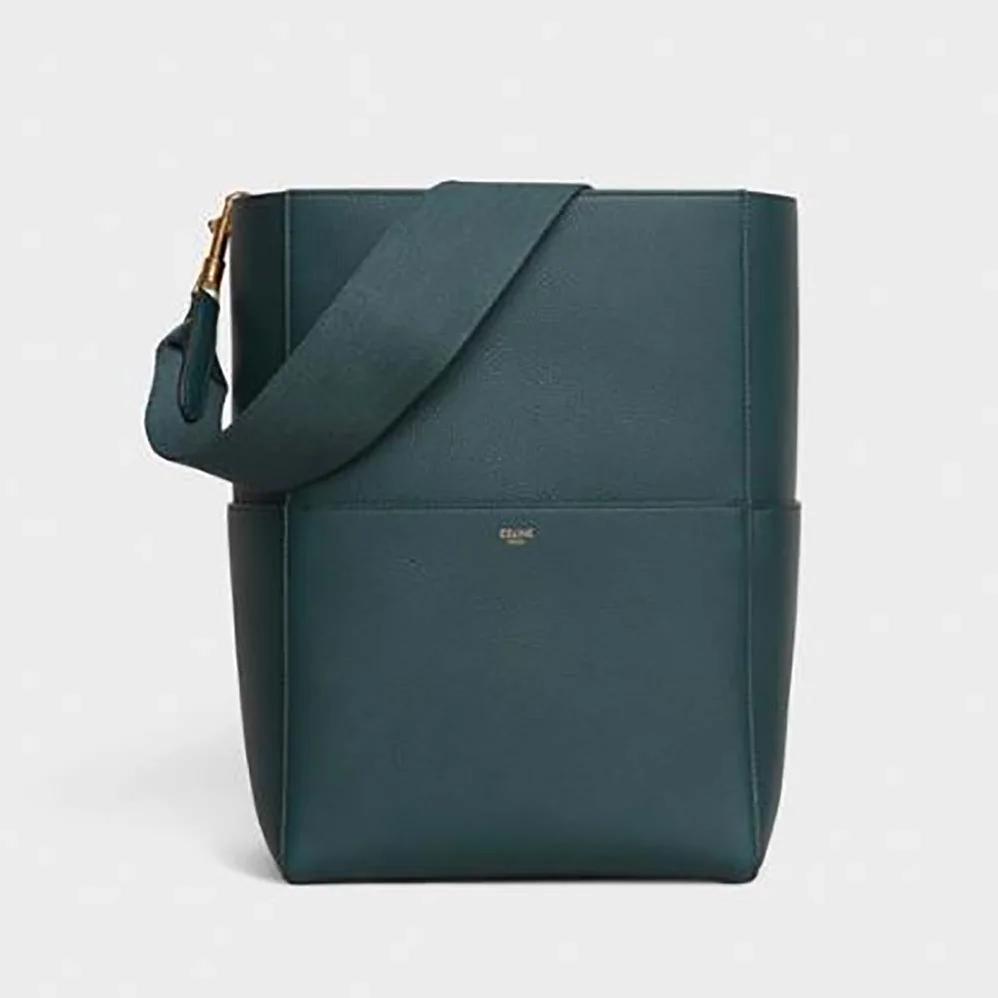 Celine Sangle Bucket Bag in Soft Grained Calfskin for Women in Green Celine Sangle Bucket Bag in Soft Grained Calfskin for Women in Green