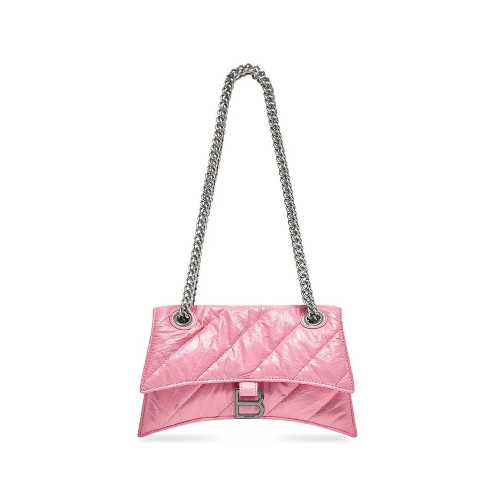 Balenciaga Crush Small Chain Bag Quilted in Optic Pink for Women