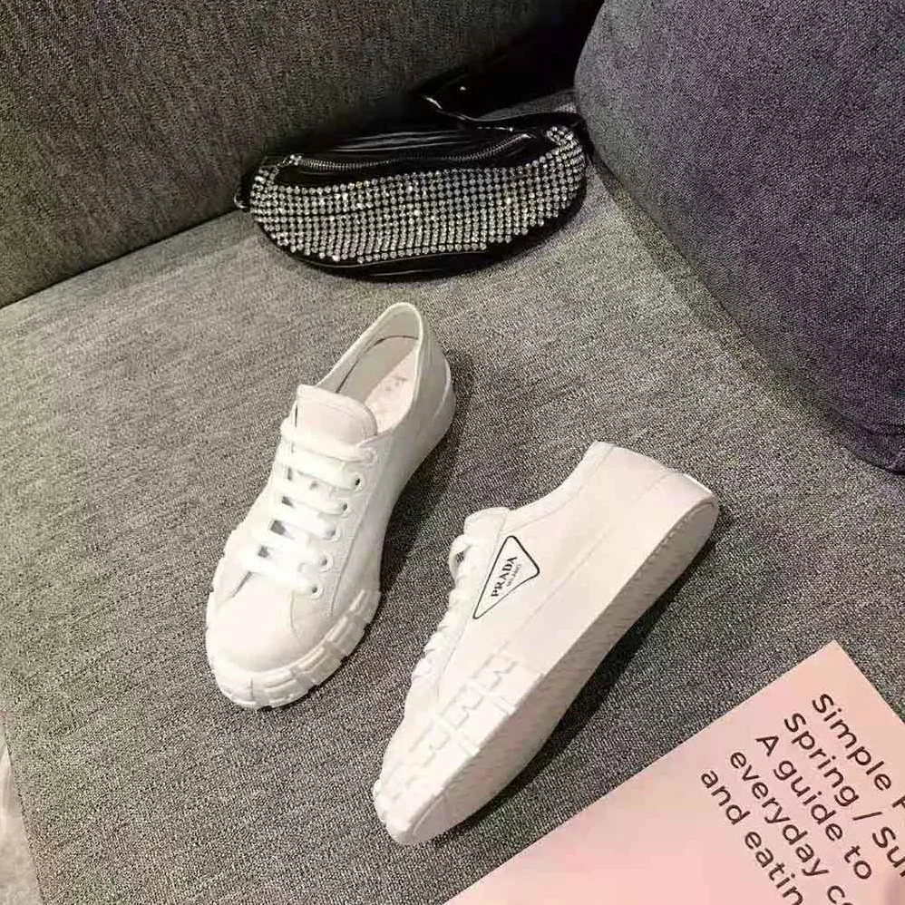 Prada Gabardine Fabric Sneakers for Women in White