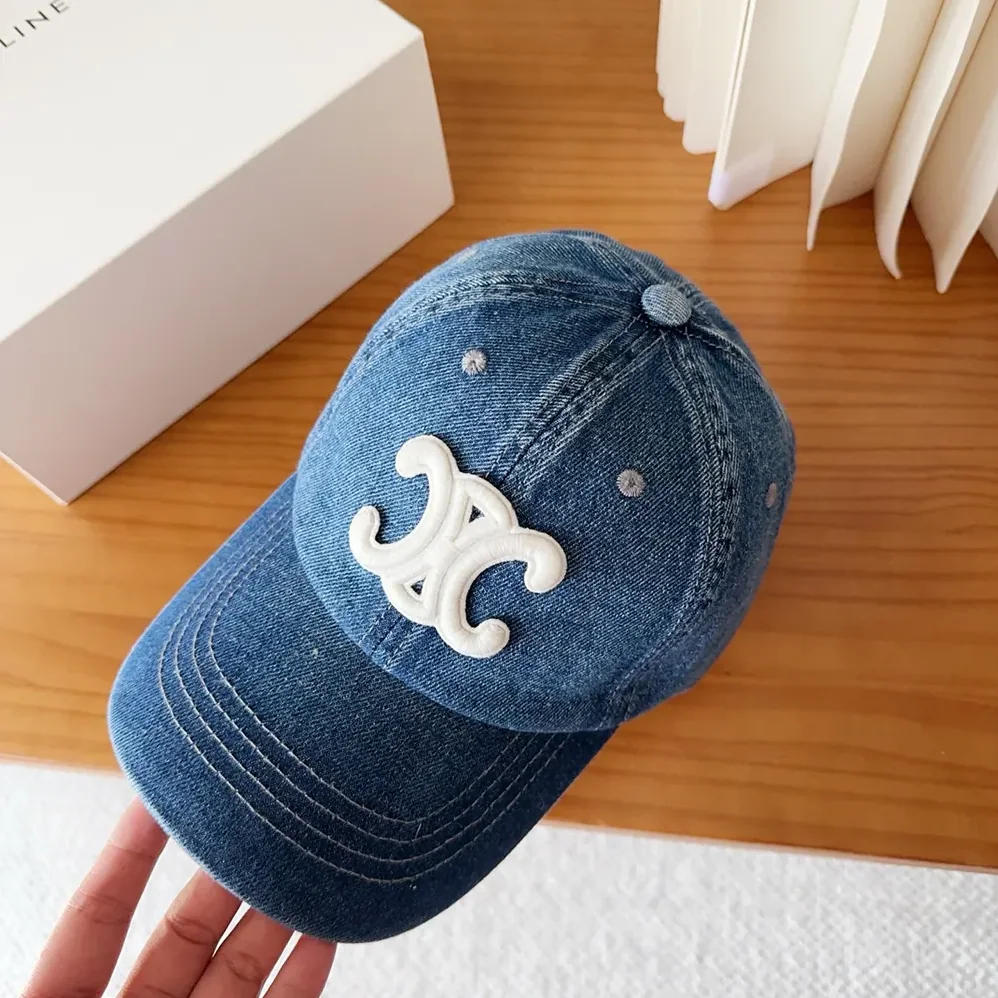 Celine Triomphe Baseball Cap in Denim Union Wash for Women