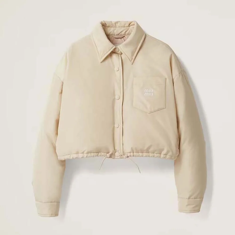 Miu Miu Cropped Technical Fabric Down Jacket for Women