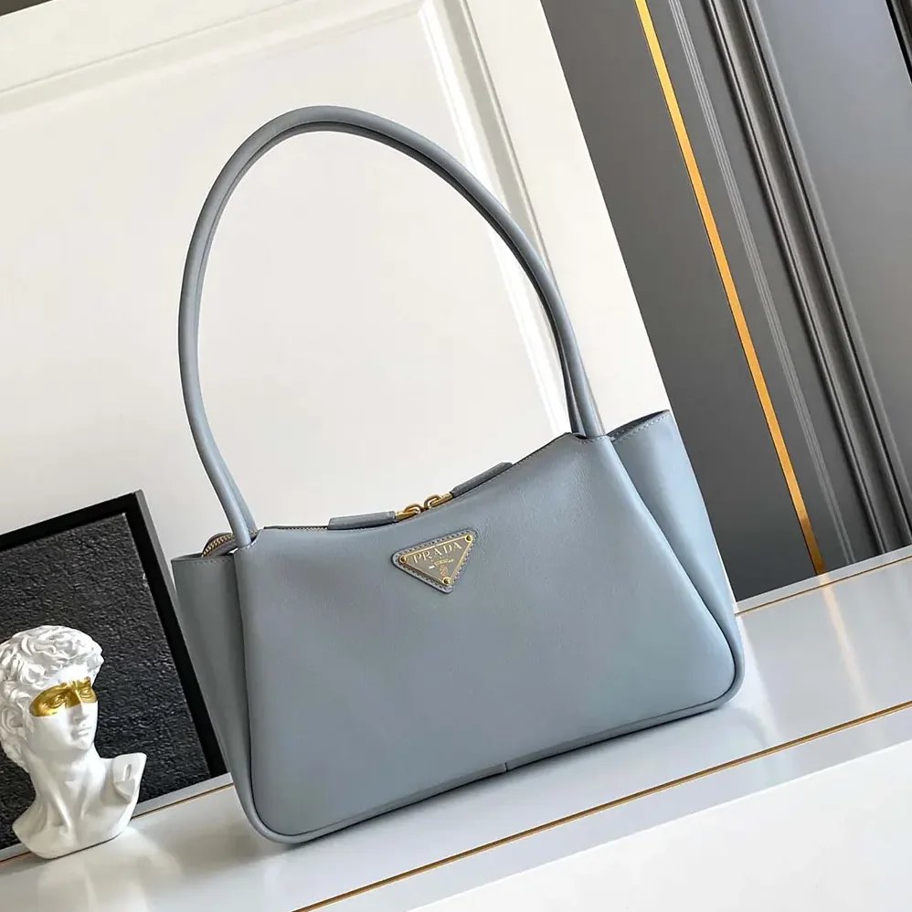 Prada Darling Medium Leather Shoulder Bag for Women in Light Blue Prada Darling Medium Leather Shoulder Bag for Women in Light Blue