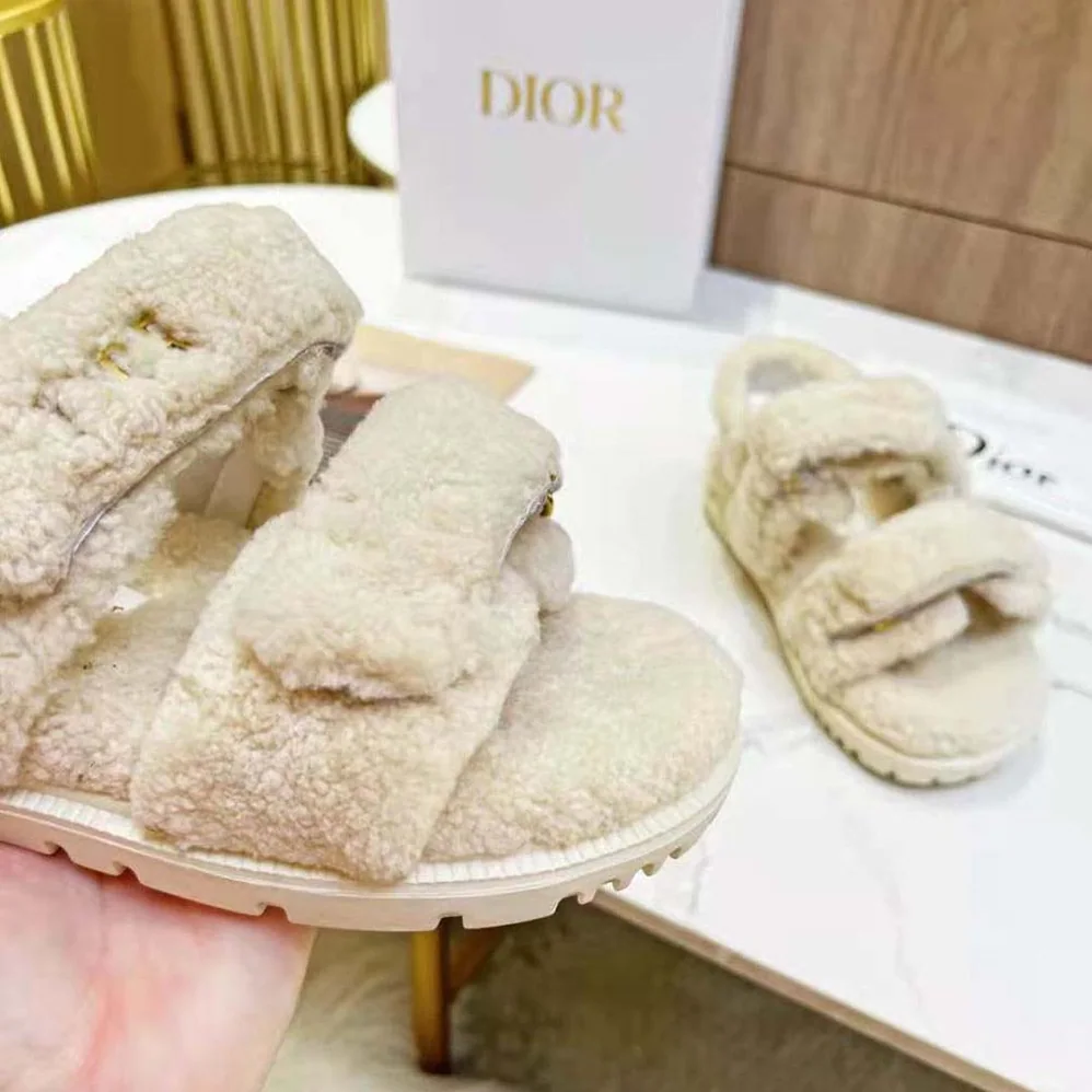 Dior Dioract Sandal White Shearling for Women