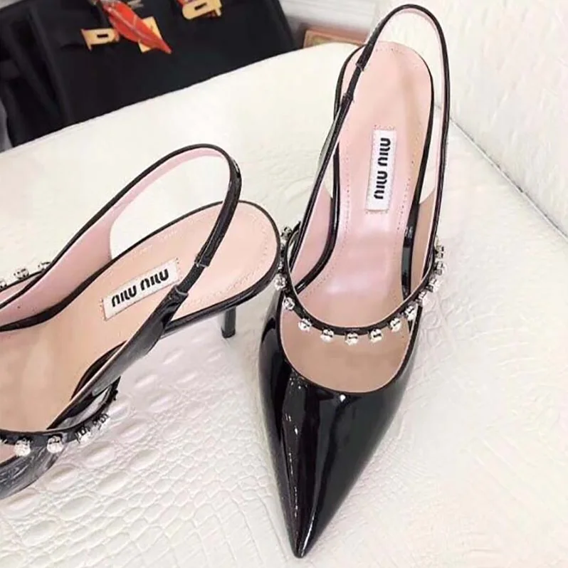 Miu Miu Shoes Patent Leather Slingbacks 85mm Heel for Women in Black