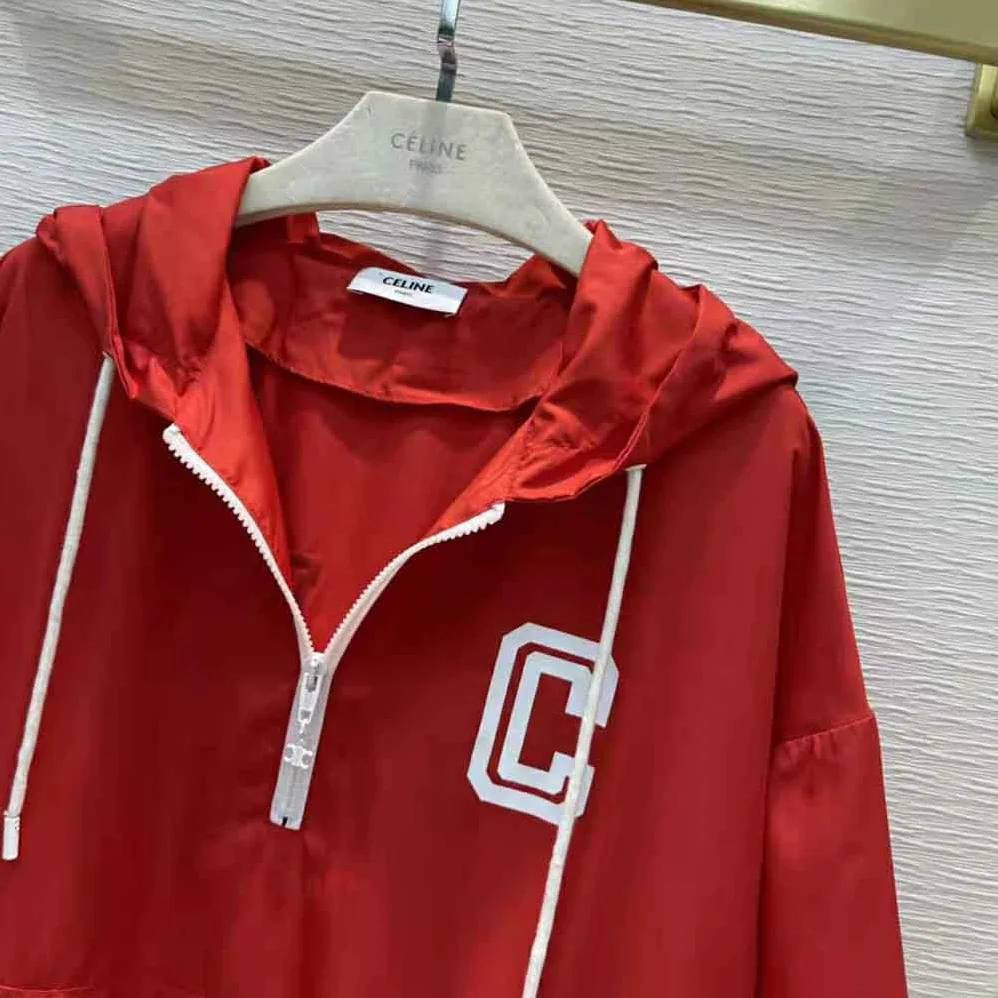 Celine Windbreaker in Lightweight Nylon for Women in Red
