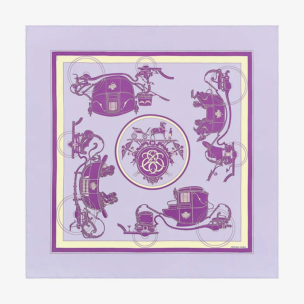 Hermes Ex-Libris Scarf 90 for Women in Purple
