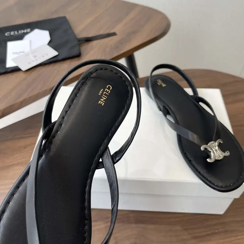 Celine Biki Sandal in Calfskin for Women in Black Celine Biki Sandal in Calfskin for Women in Black
