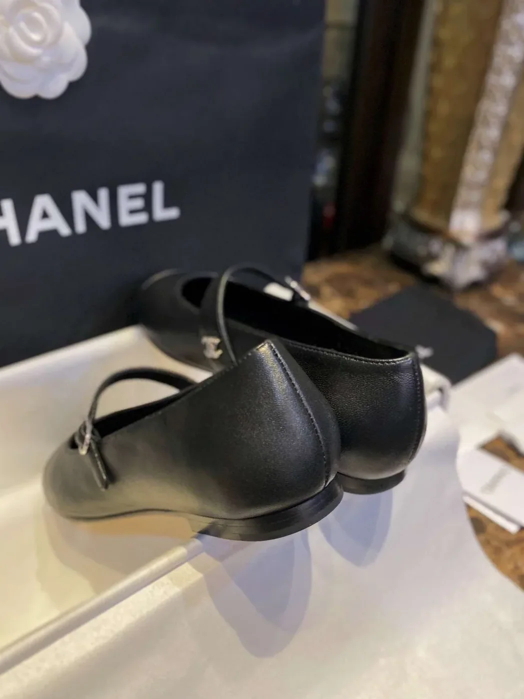 Chanel Interlocking CC Logo Mary Jane Flats Black Chanel Interlocking CC Logo Mary Jane Flats Black