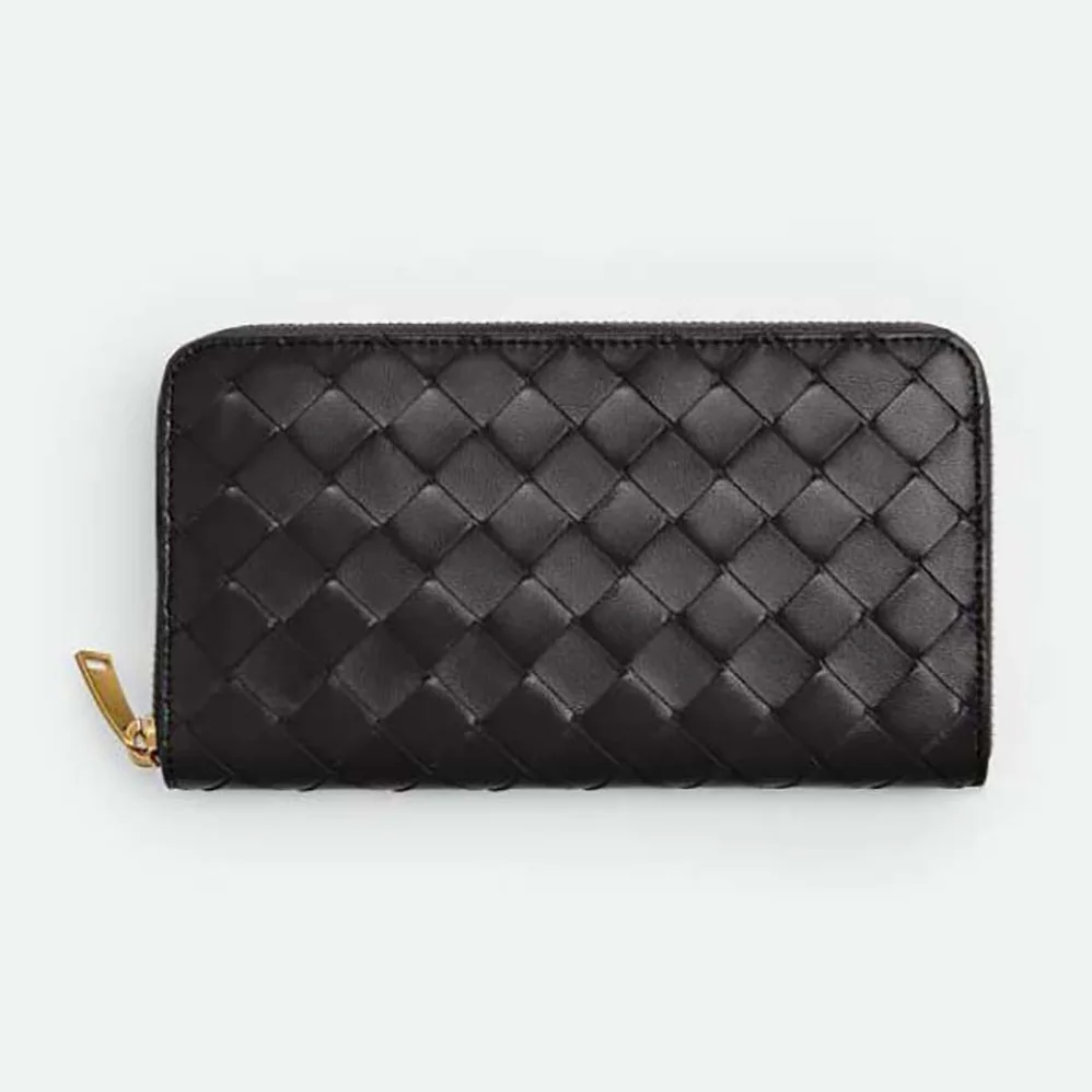 Bottega Veneta Intrecciato Zip Around Wallet for Unisex in Black Bottega Veneta Intrecciato Zip Around Wallet for Unisex in Black