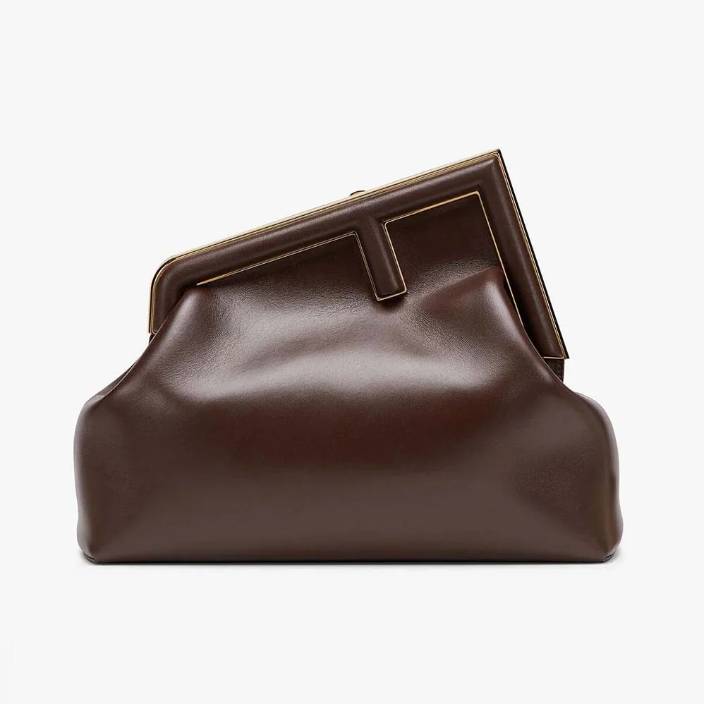Fendi First Medium Nappa Leather Bag for Women in Maroon