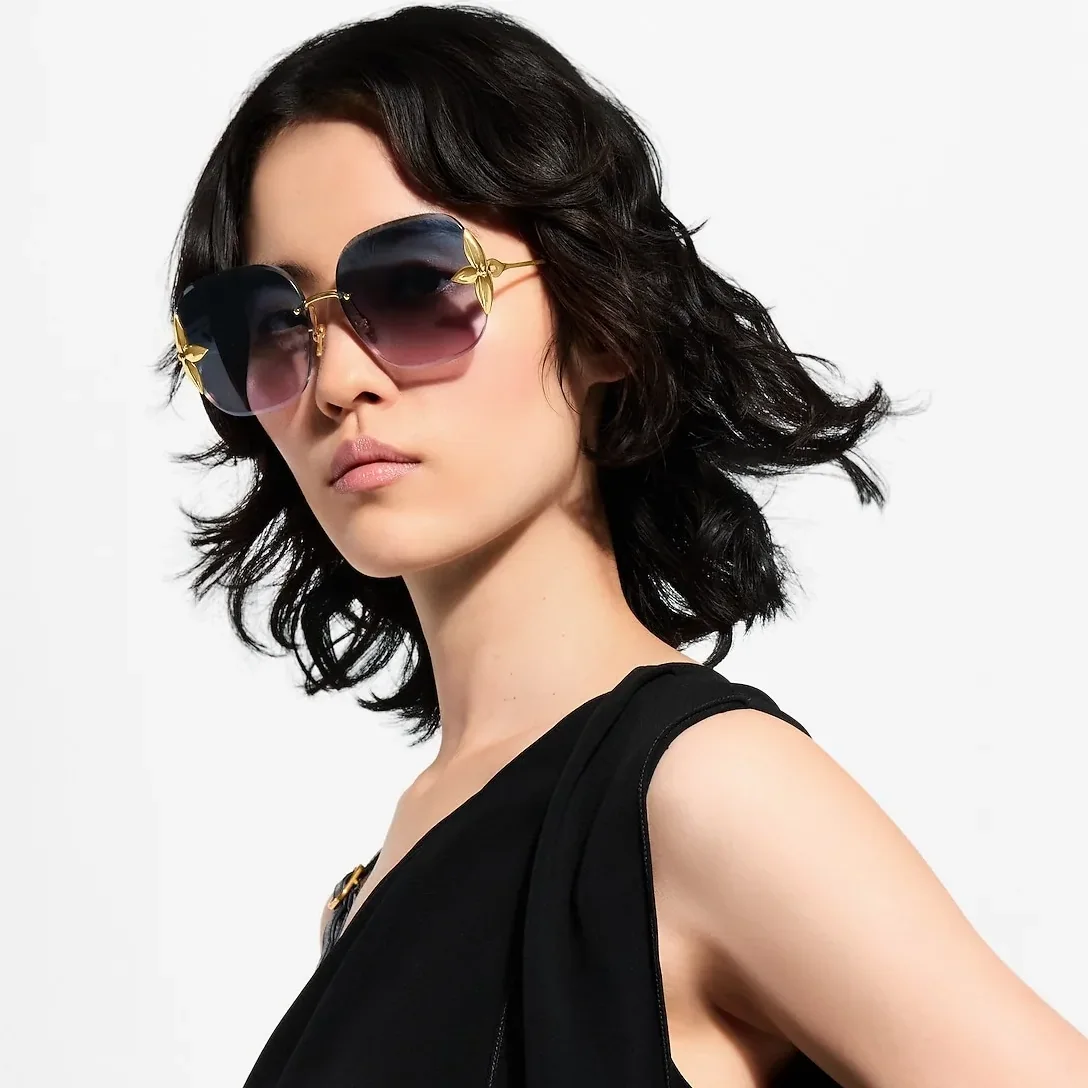Louis Vuitton Flower Edge Metal Square Sunglasses Gradient Blue