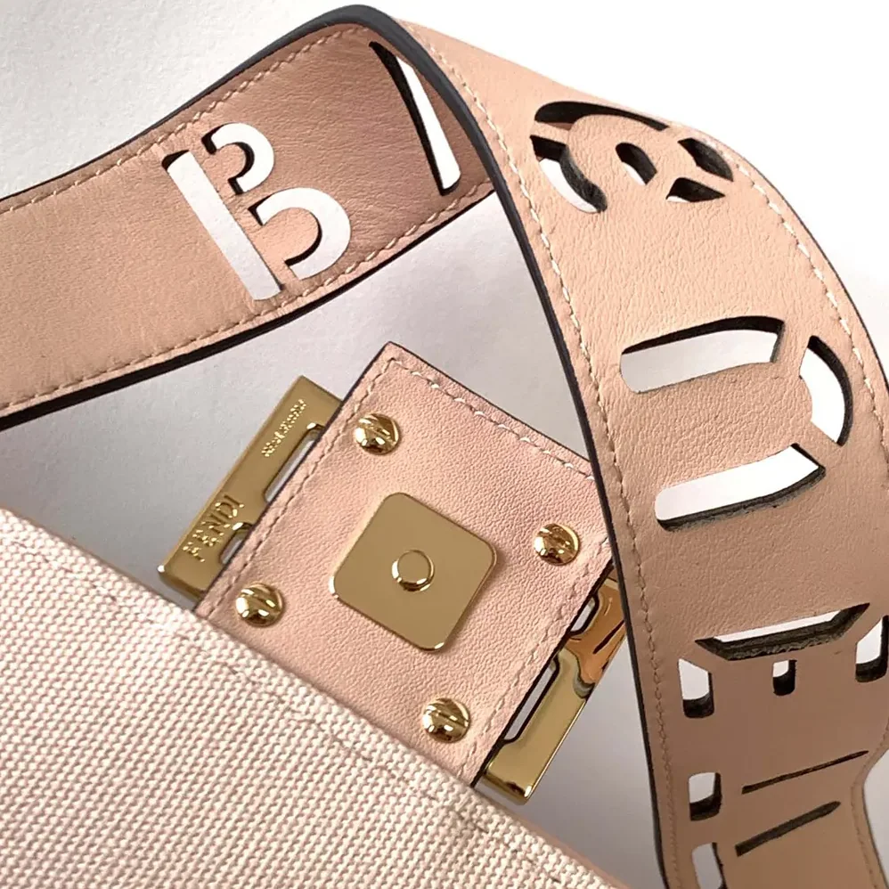 Fendi Baguette Light Pink Denim Bag with FF Embroidery for Women